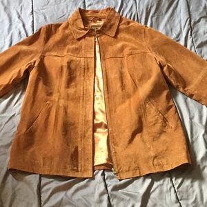 AMI Large 100% Brown Leather Coat with Zipper